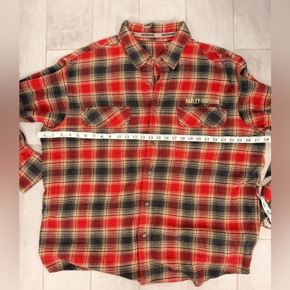 Vintage Harley Davidson Flannel Button Down Long Sleeve Red Size 3XL - Picture 5 of 6